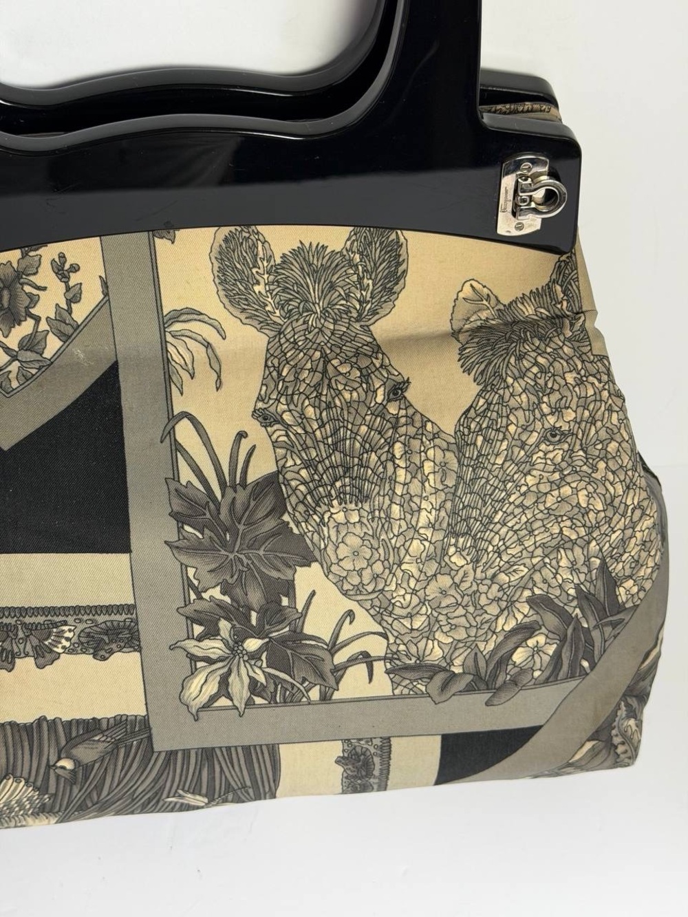 Salvatore Ferragamo Convertible Archival Scarf-Print Canvas Top Handle Bag - Picture 10 of 15